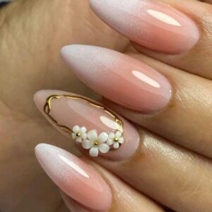 دیزاین پیکسل ناخن شکوفه سفید