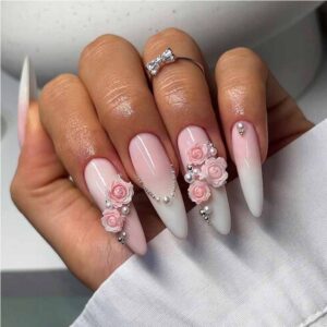 پیکسل ناخن گل رز ۱۰ عددی کد F01